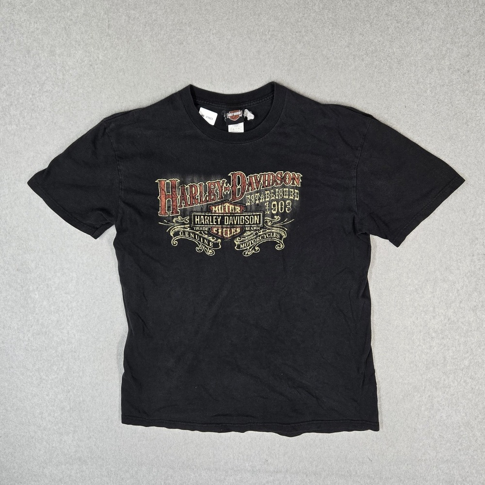 Harley-Davidson Men Shirt XL Black Y2K Orlando Florida Graphic Eagle Logo Biker